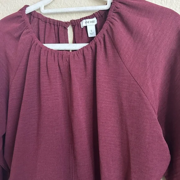 Nine West Maroon Blouse with Tie Hem - Picture 2 of 3